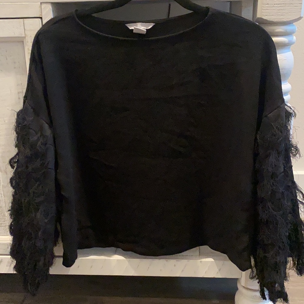 🚨4/$25 H&M Black Puff Sleeve Crop Blouse Women’s Size 2